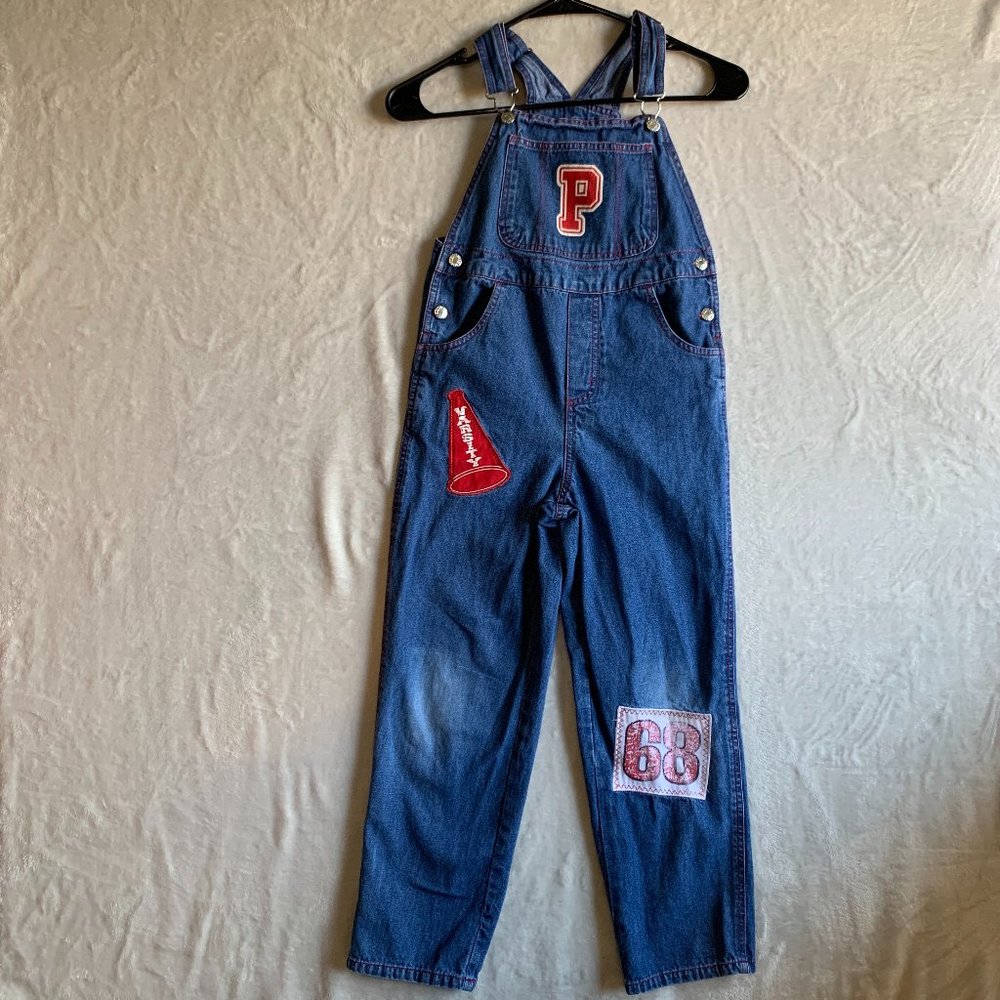 Disney Kids Varsity Youth Girls Size 7/8  Denim Overalls 100% Cotton